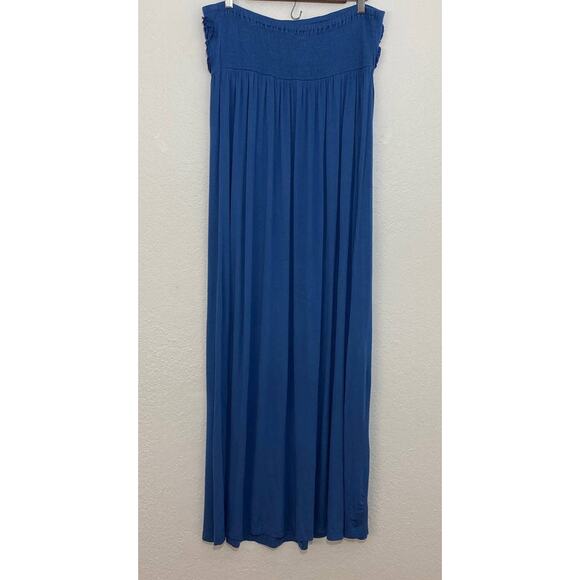 NWT Design History XL Breezy Blue Strapless Maxi Dress Flower Applique Smocked - Picture 3 of 7